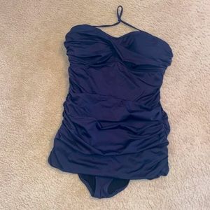 J.Crew Shirred Swimsuit navy 14